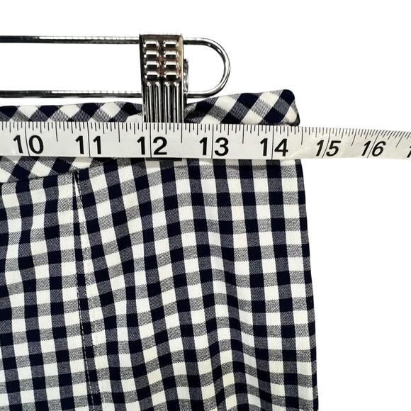 J McLaughlin Georgina Ankle Pant Women 2 Blue White Gingham Check Stretch Preppy - Picture 6 of 13
